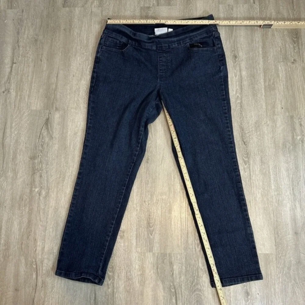 Denim & Co Womens Jeans Size 14 Dark Wash Straight Leg Floral Embroidered Pocket
